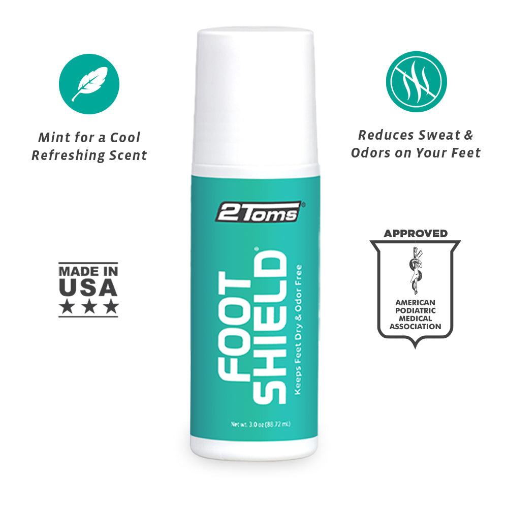 2Toms FootShield Foot Odour & Perspiration Barrier 90ml roll-on for odour-free feet