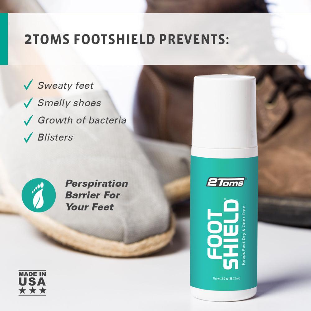 2Toms FootShield Foot Odour & Perspiration Barrier 90ml roll on for odour-free feet