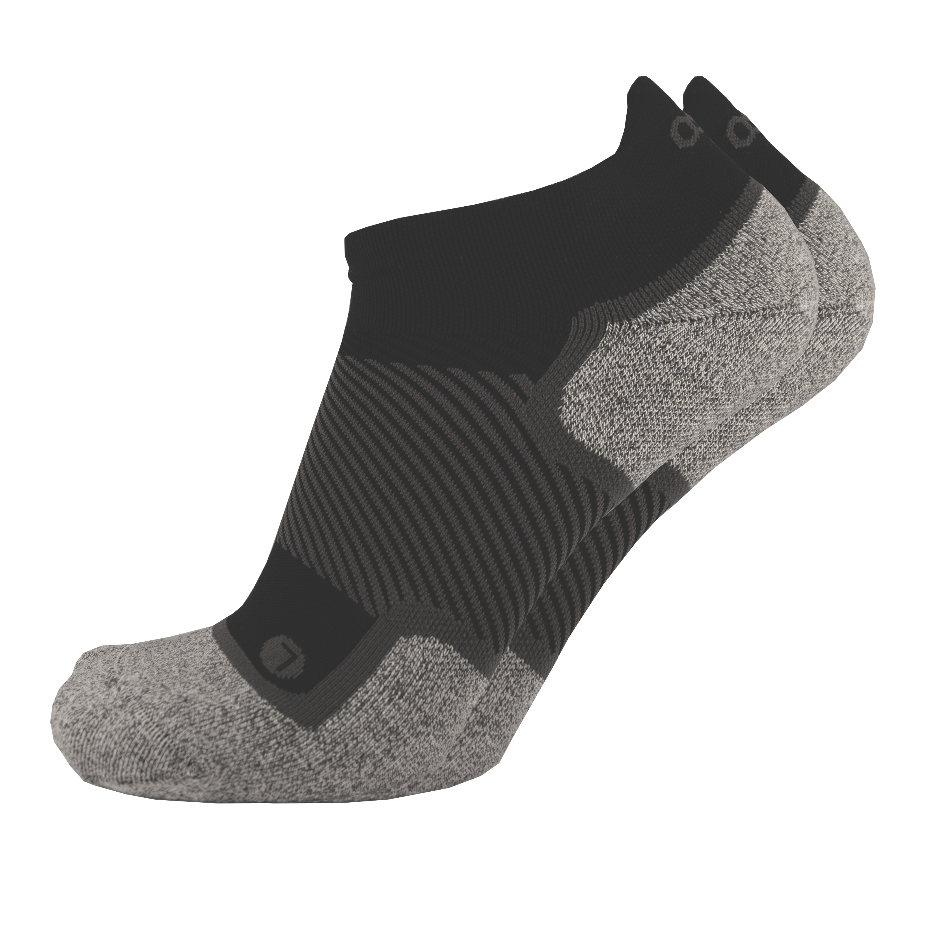 OS1st WP4 No Show Wellness Performance Socks in black, providing targeted compression for improved circulation, reduced swelling and all-day comfort.