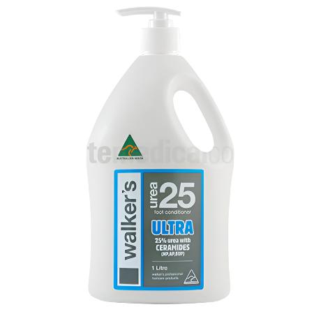 Walker's ULTRA 25% Urea with Ceramides Heel Conditioner for dry, cracked, and callused heels - made in Australia and cruelty-free, 1L pump.