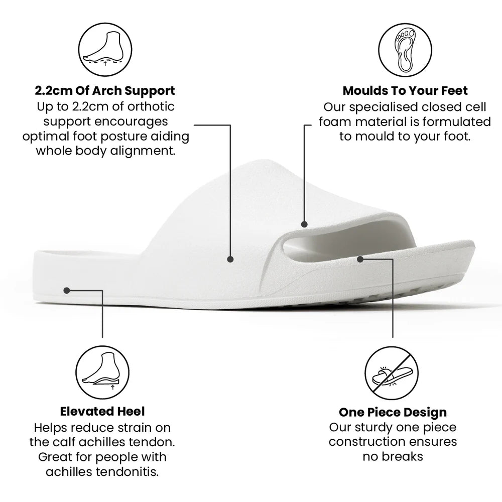 Archies Arch Support Slides / White CLEARANCE SALE