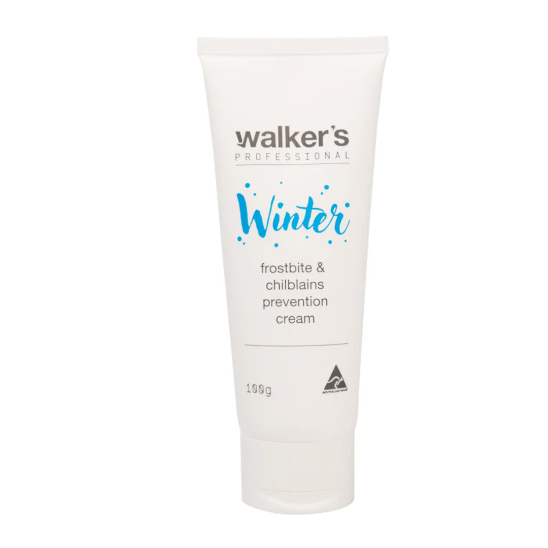 Tube of Walker's Professional Winter frostbite & chilblains prevention cream on a white background