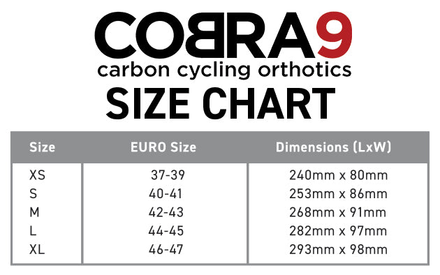 COBRA9 SemiPro Carbon Cycling Orthotics / High Arch