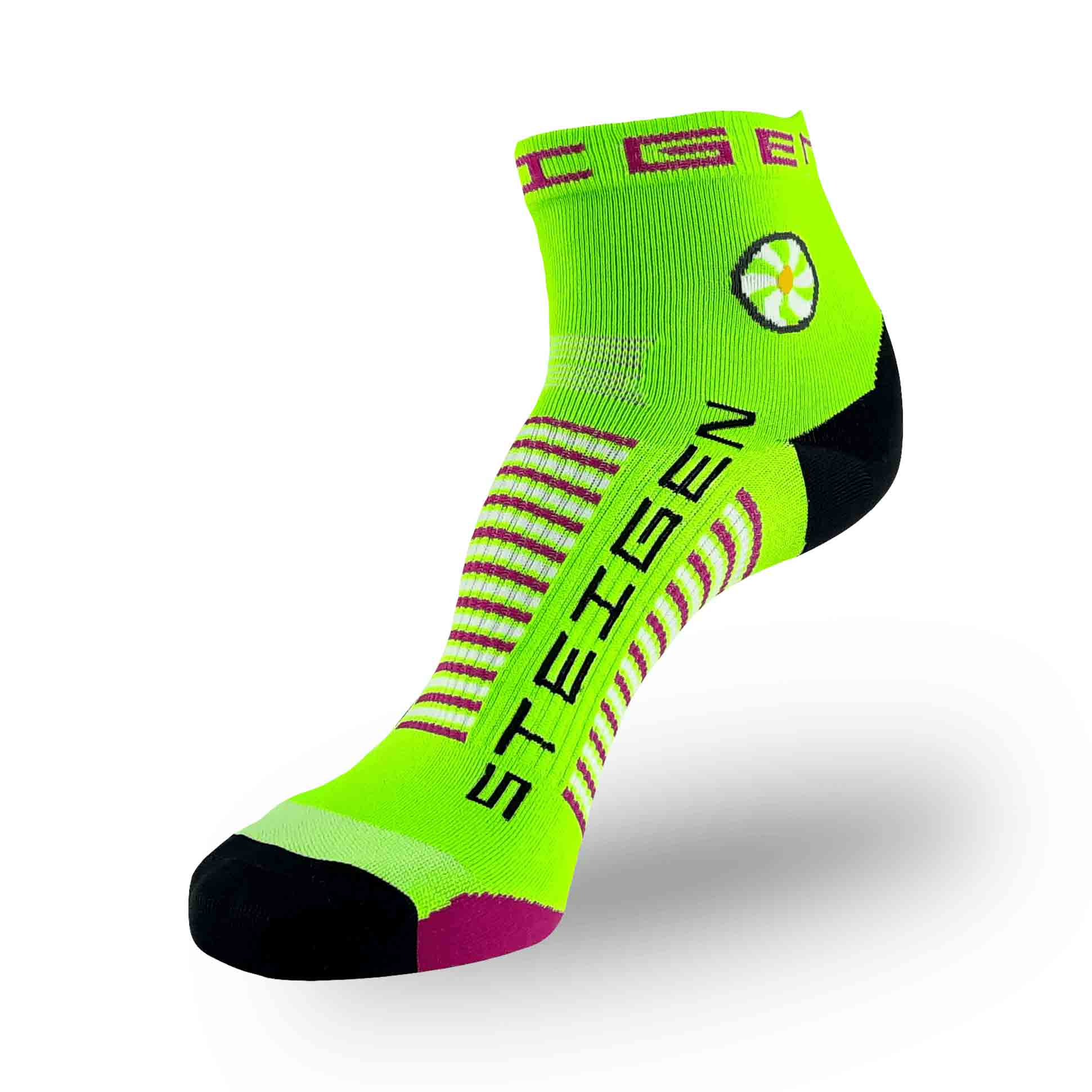 STEIGEN Running Socks Quarter Length / Fluro Green