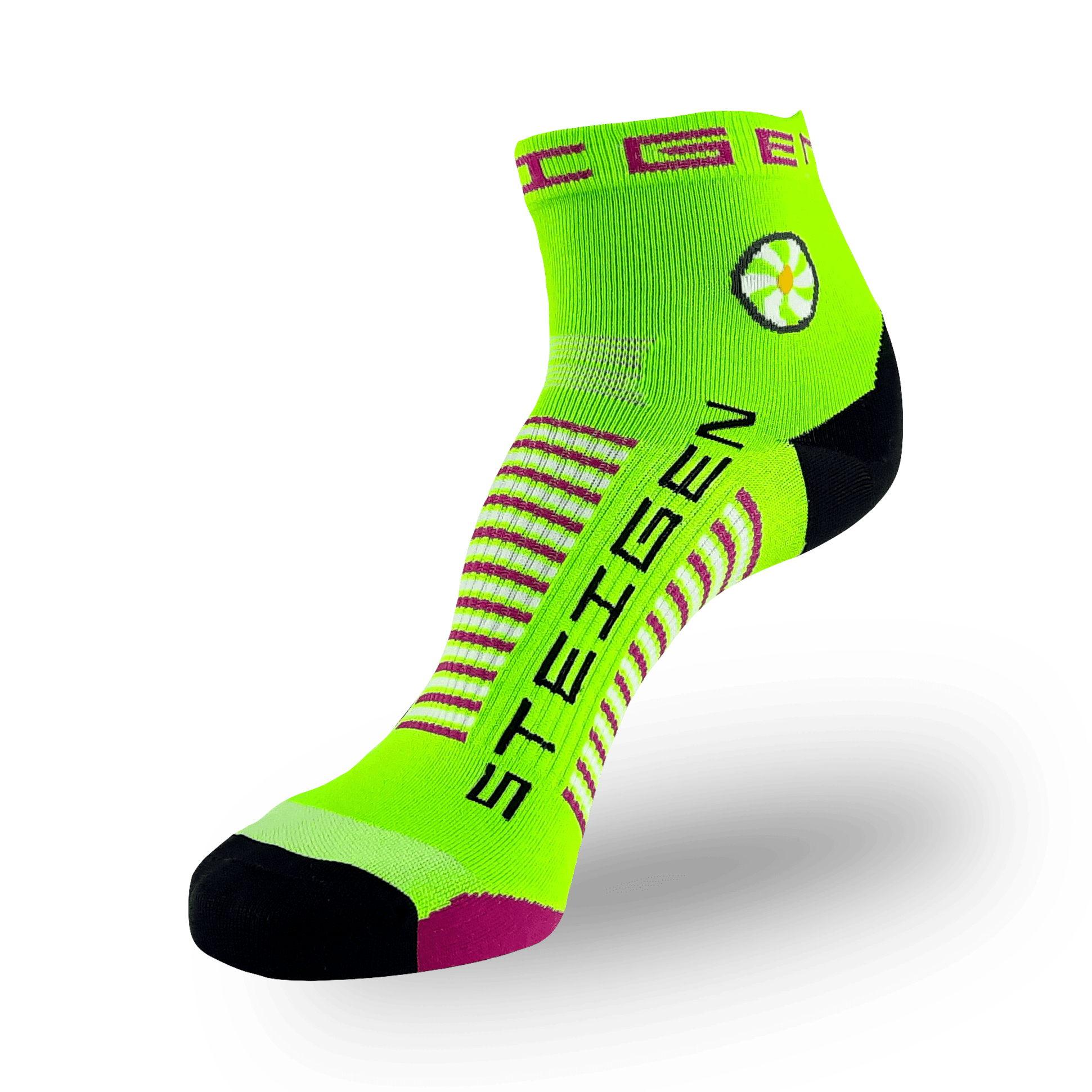 STEIGEN Running Socks Quarter Length / Fluro Green