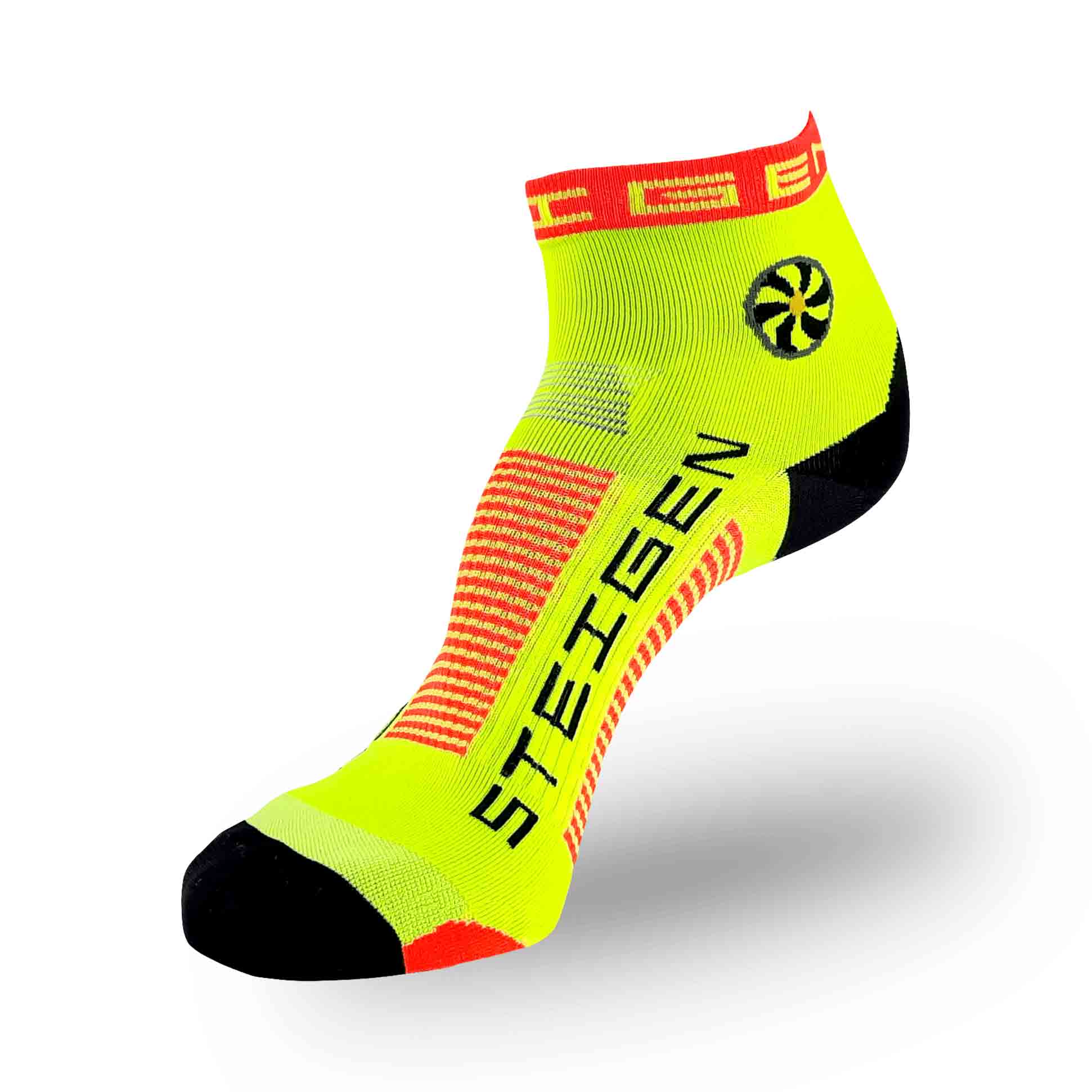 STEIGEN Running Socks Quarter Length / Fluro Yellow