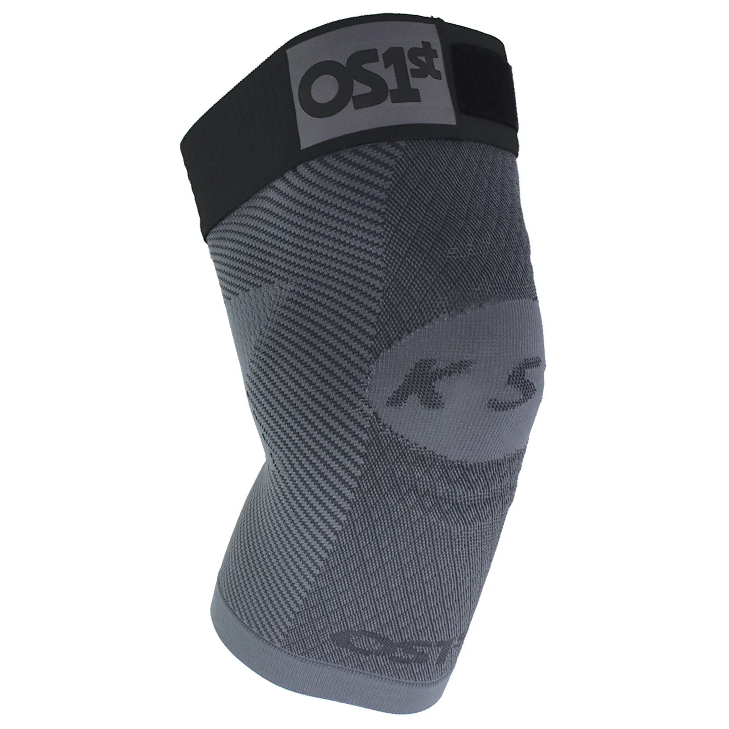 OS1st KS7+ Adjustable Performance Knee Sleeve in black, offering targeted compression for knee pain relief and support, designed to improve mobility during activity.