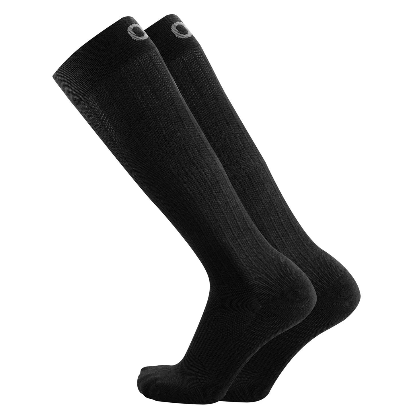 OS1st TS5 Travel Socks in black, providing compression support to improve circulation and reduce discomfort during travel and long periods of sitting.