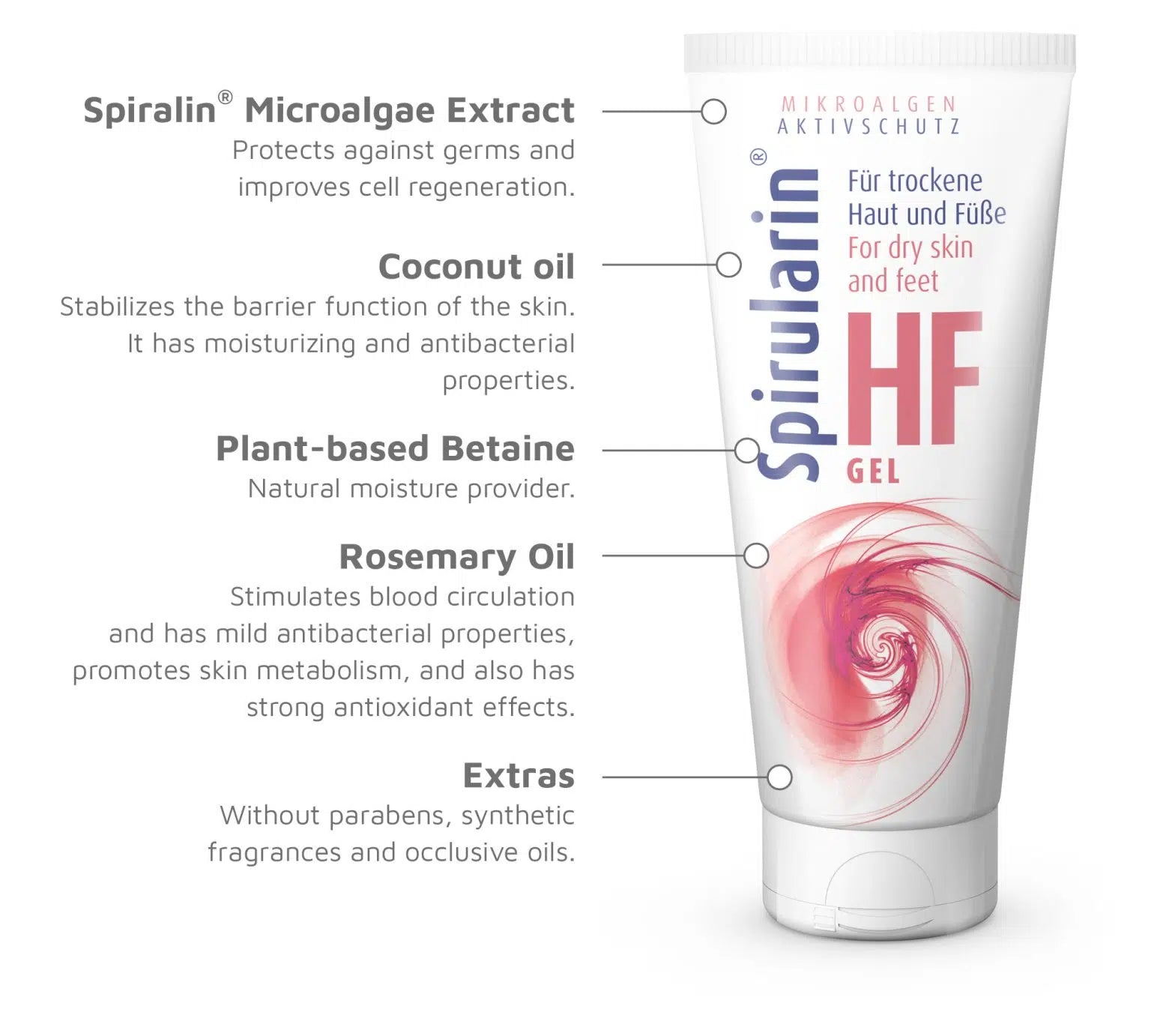 Spirularin HF Gel for Dry Skin & Feet 100ml Tube