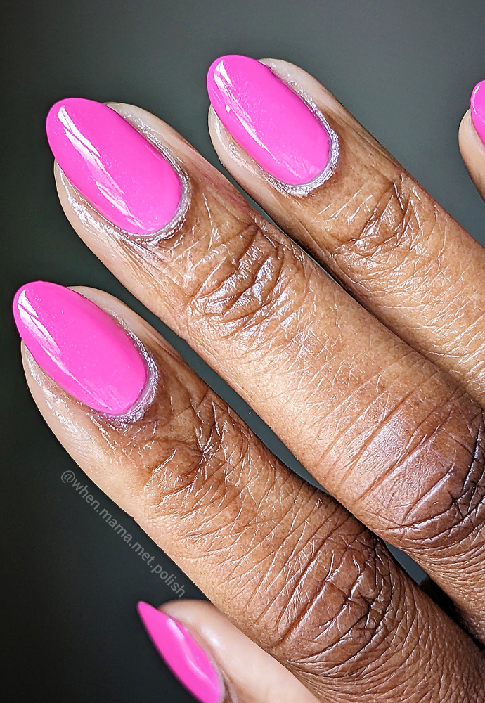 Beautiful nails painted with Dr.'s Remedy Enriched Nail Polish in PLAYFUL Pink, a cheerful pink shade with crystalised super-subtle shimmery pink, showcasing a glossy finish 